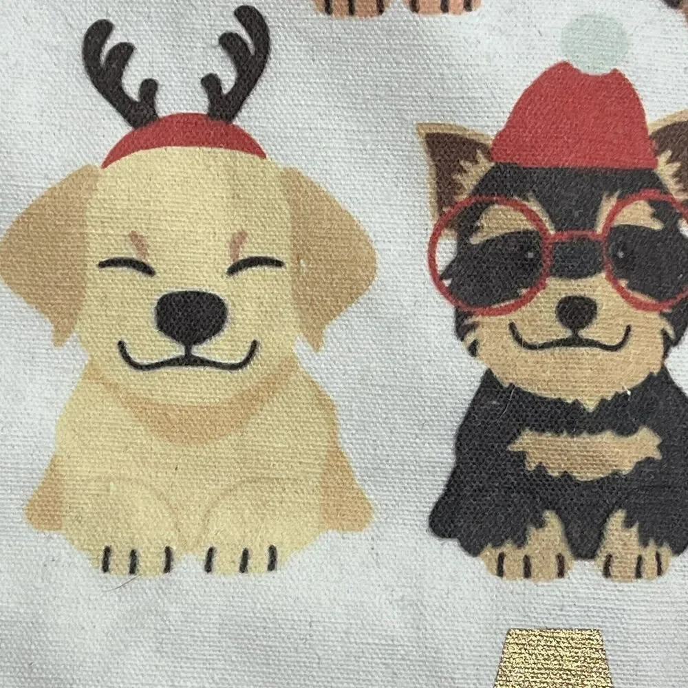 Woven Drawstring Holiday Puppy Dogs Christmas Gift Bag‎ 12